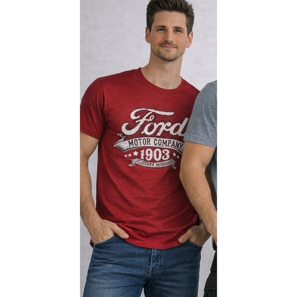 Ford Graphic T Shirt Logo Motor Co Red Mens Large Vintage Style Tee